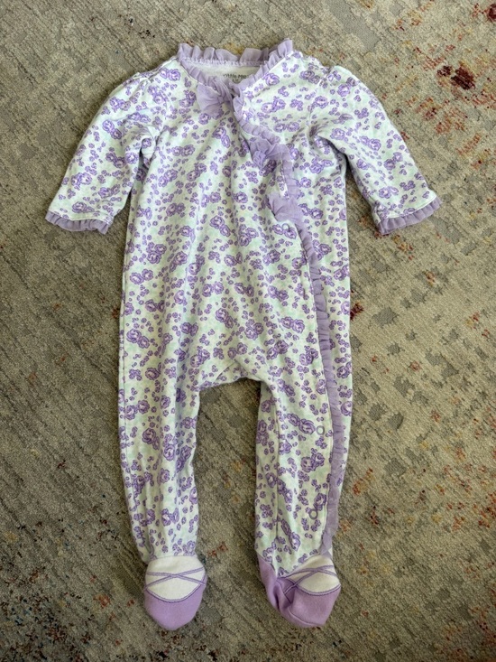 Little Me Other - Little Me Baby Girls 6M Purple Floral Ruffle Footed Sleeper